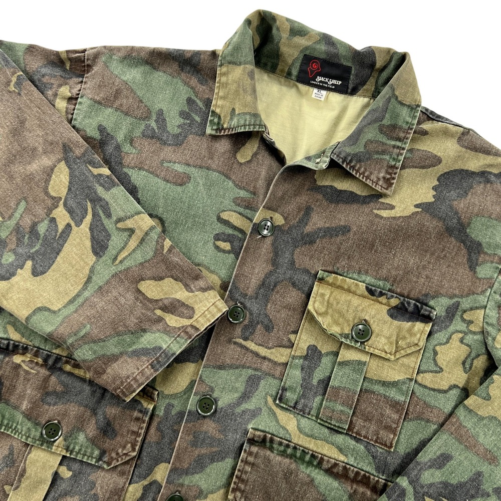 Black Sheep Camo Field Jacket Mens XL 3 Pocket Green Woodland Hunting Military